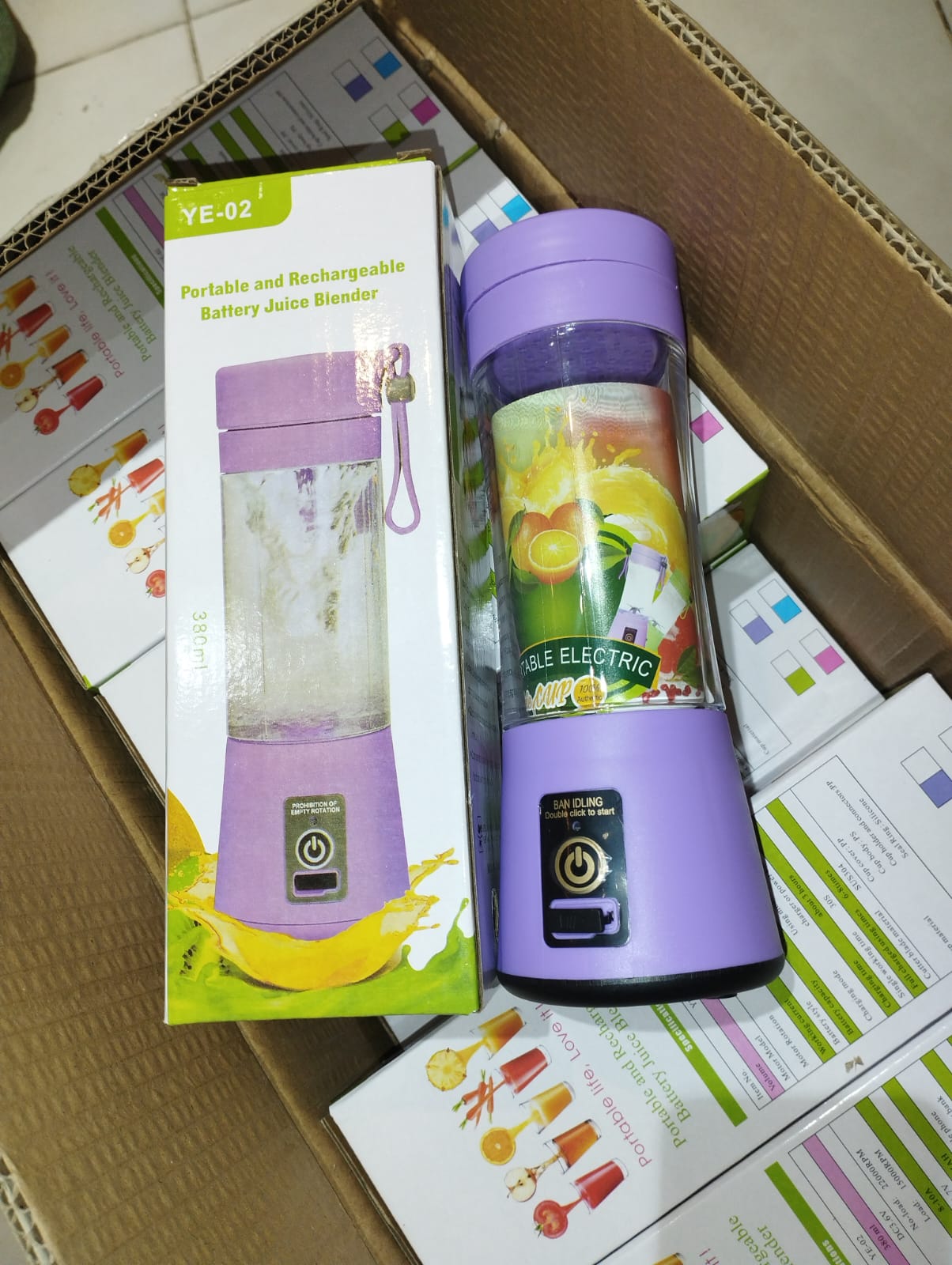 Portable Mini 6 blade Juicer blender | Outdoor Juicing Cup (380ml) - Rechargeable (random Color)