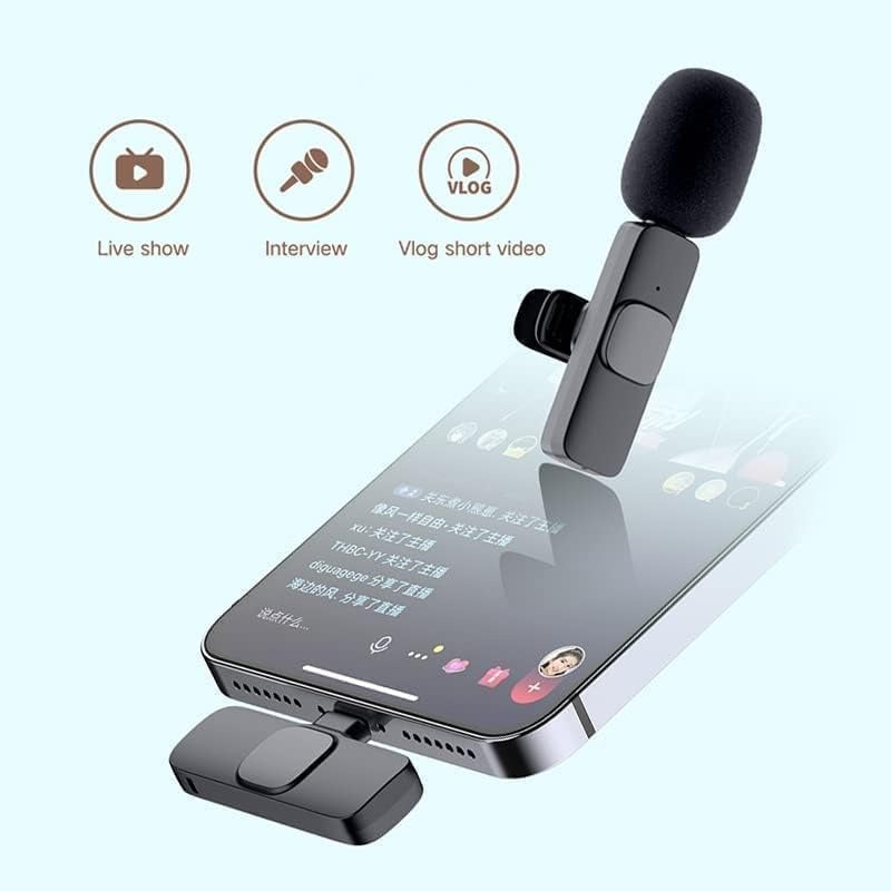 K9 Professional Wireless Lavalier Lapel Microphone For Android Smartphones Cordless Omnidirectional Condenser Recording Mic For Interview Video Podcast Vlog YouTube