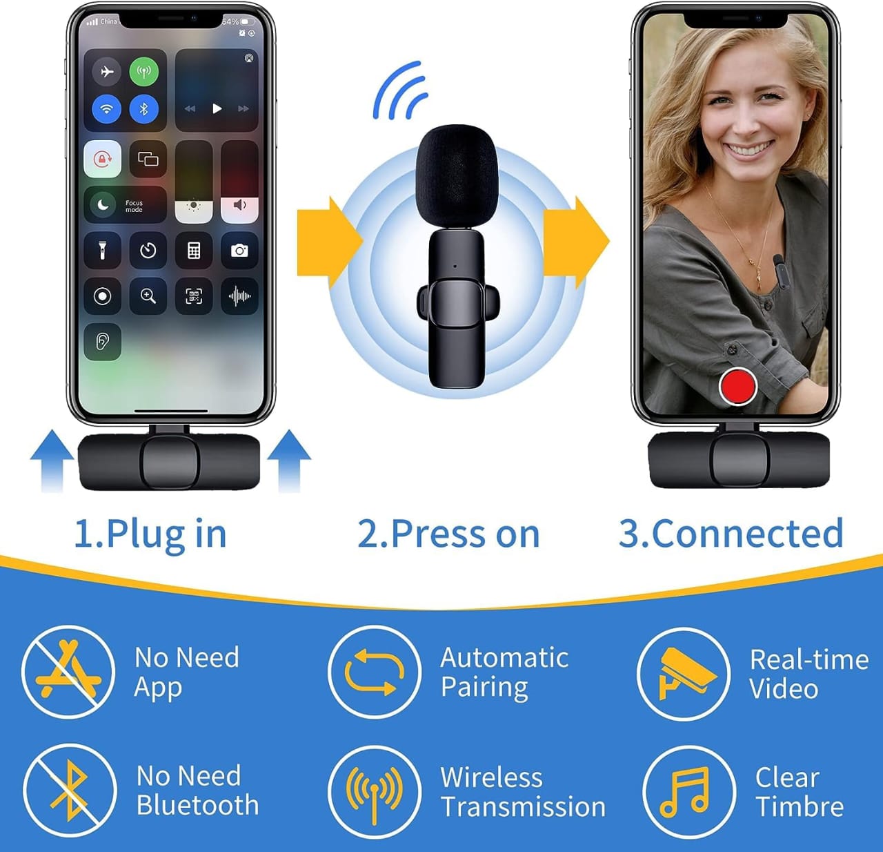 K9 Professional Wireless Lavalier Lapel Microphone For Android Smartphones Cordless Omnidirectional Condenser Recording Mic For Interview Video Podcast Vlog YouTube